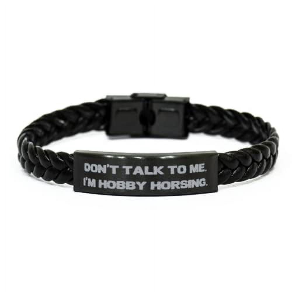 Love Hobby Horsing Gifts, Don't Talk to Me. I'm Hobby Horsing, Hobby Horsing Braided Leather Bracelet From Friends, Hobby horse, Hobby horses, Gift ideas for horse lovers, Gift ideas for equestrians,