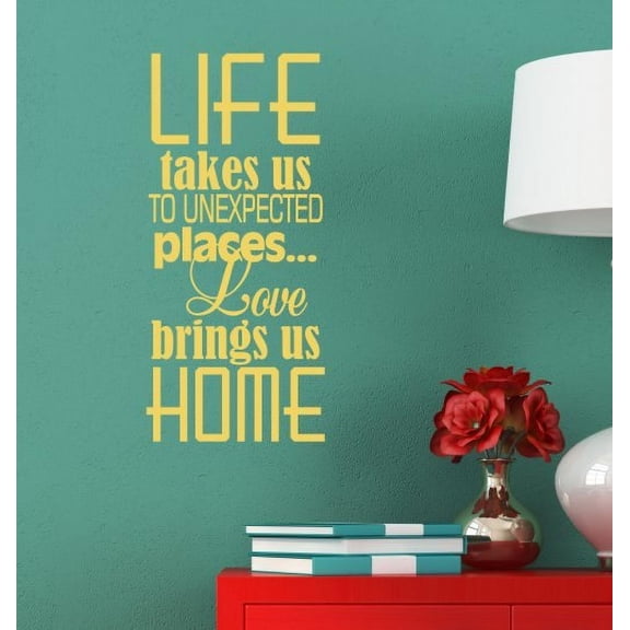 Love Home Decor Life Takes Us Places Wall Decals Vinyl Lettering Quotes 23x11-Inch Buttercream