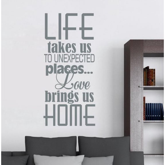 Love Home Decor Life Takes Us Places Wall Decals Vinyl Lettering Quotes 36x17-Inch Storm Gray