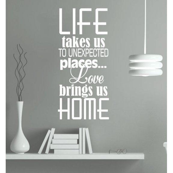 Love Home Decor Life Takes Us Places Wall Decals Vinyl Lettering Quotes 36x17-Inch White