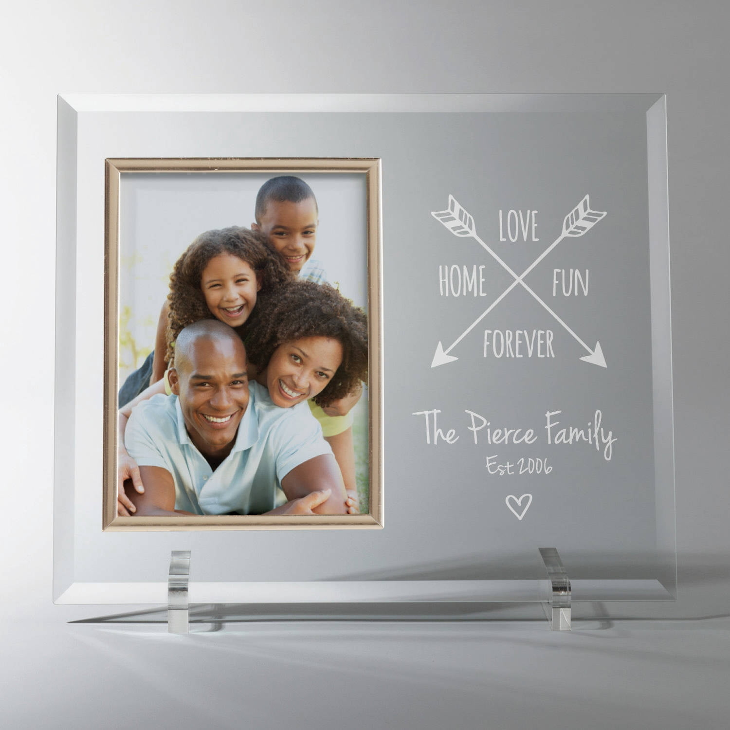 Love, Home, Fun, Forever Personalized Glass Frame