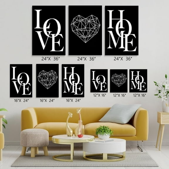 Love Home Wall Decor Black and White Farmhouse Modern Home Decor Home Family Love Wall Decor Art Entryway Decor Entryway Hallway Wall Art Decorations Express Love and Warmth Family Sign 12"x16" black