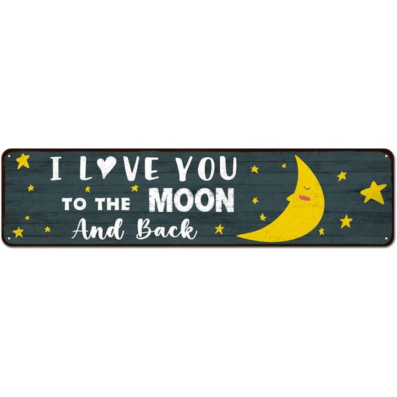 Love Home Wall Decor Tin Sign I Love You to the Moon and Back 4"x16" Anniversary Wedding Valentine Gift