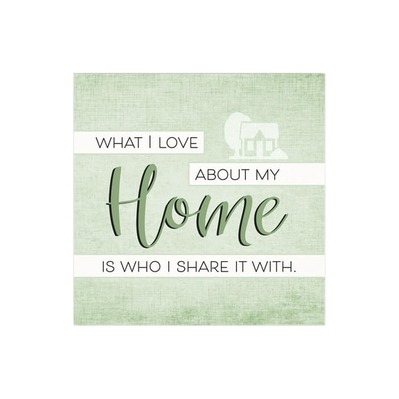 Love Home Who I Share With Mint House 12 x 12 Wood Wall Sign Plaque