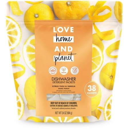 Love Home and Planet Dishwasher Detergent Packets Citrus Yuzu & Vanilla 38 count