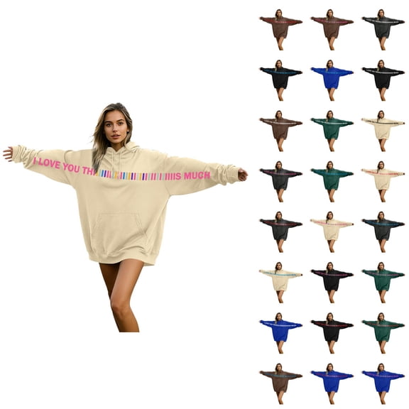 Love Hoodies for Men Women 2026 Fashion Long Sleeve Valentines I Love You This Much Sweatshirt with Pockets for Couples