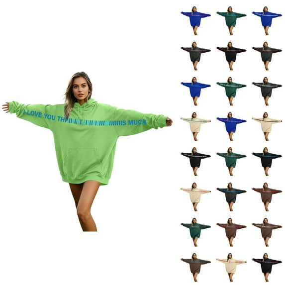 Love Hoodies for Men Women 2026 Trendy Long Sleeve Valentines I Love You This Much Sweatshirt with Pockets for Couples