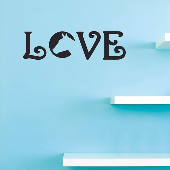 Love Horse Wall Sticker 6" x 20" Removable Vinyl Decal Home Decoration for Kids Bedroom or Living Room