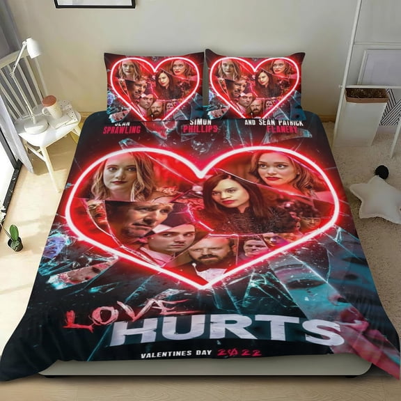 Love Hurts Themed Bed Sheet Set Three Piece Set 36x75 In ches Comfortable And Skin Friendly Unique Design Creating A Star Studded Night Home Decor Gifts For Family Friends fans