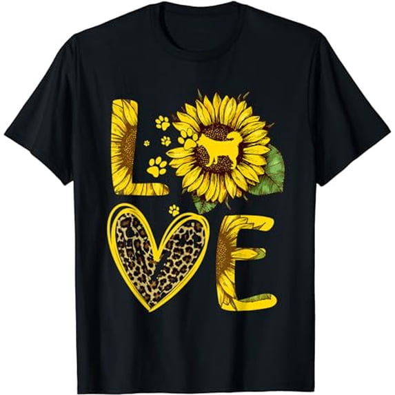 Love Husky Sunflower For Dog Lover Gift T-Shirt