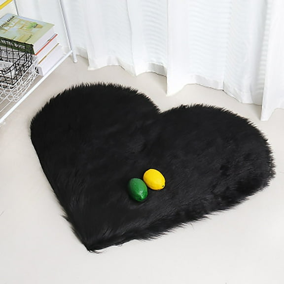 Love Imitation Wool Carpet (40 * 50Cm) Black Plush - Love Mat * 1 Non-slip carpet bedroom household textiles