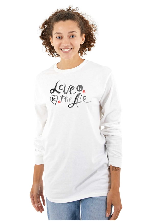 Love In Air Valentines Day Romance Women's Long Sleeve T Shirt Brisco Brands S