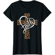 Love In Faith Tees Christian Religious Leopard Cheetah Cross Women T-Shirt