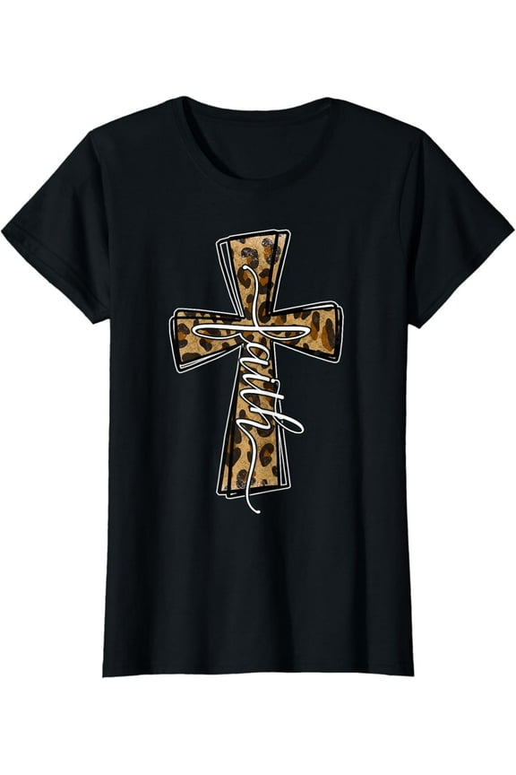 Love In Faith Tees For Christian Leopard Cross Cheetah Print T-Shirt mens t shirt,black,women,funny,misfits,men,journey