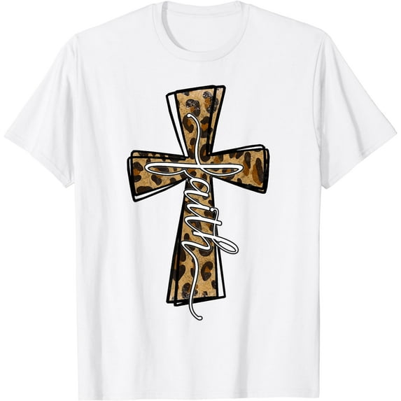 Love In Faith Tees For Christian Leopard Cross Cheetah Print T-Shirt