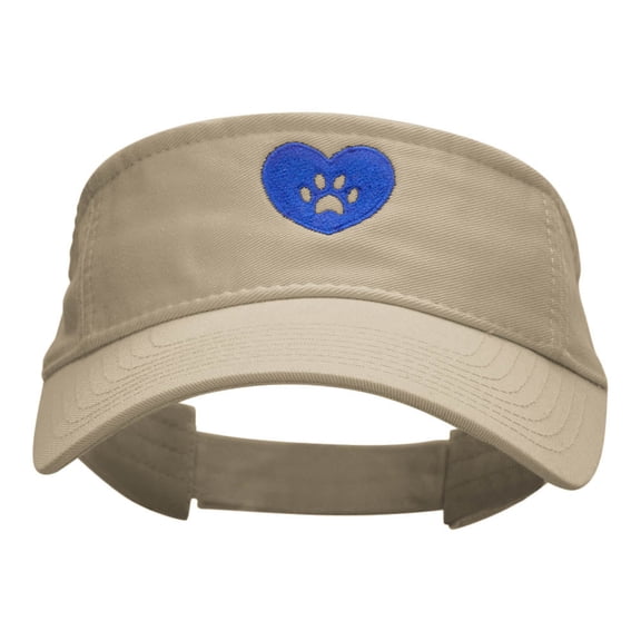 Love In Paws Embroidered Cotton Twill Washed Visor - Khaki OSFM