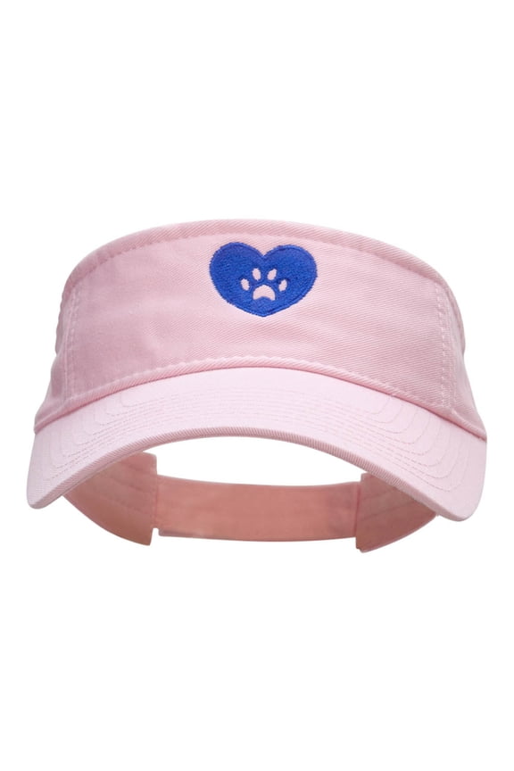 Love In Paws Embroidered Cotton Twill Washed Visor - Lt Pink OSFM