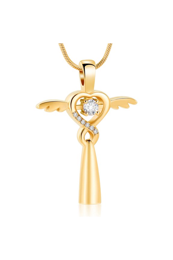 Love Infinity Angel Wing Cross Urn Pendant Cremation Jewelry for Ashes Holder Memory Necklace Memorial Jewelry