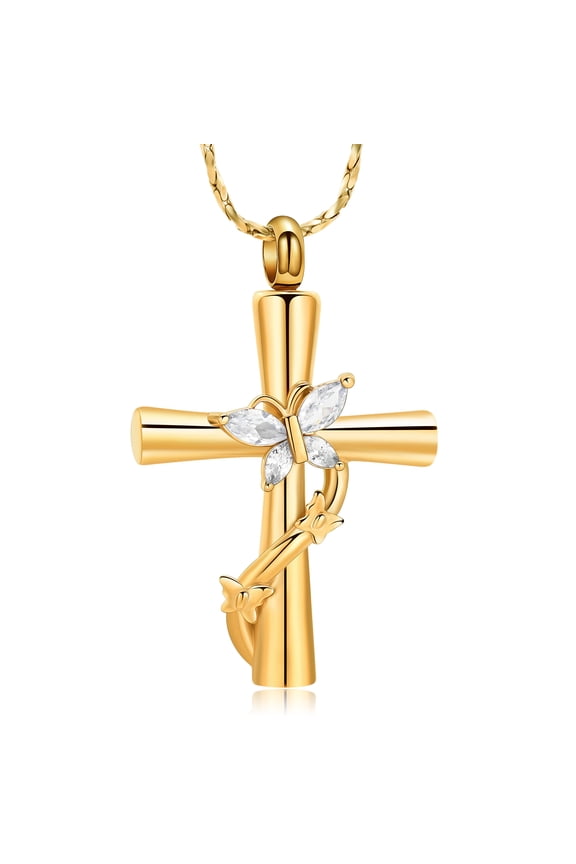 Personalize Love Infinity Butterfly Cross Urn Pendant Memory Necklace for Cremation Ashes Holder Memorial Jewelry