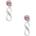 thumbnail image 1 of Delight Jewelry Silvertone Love Infinity Sign Pink Crystal Clip on Earrings, 1 of 5