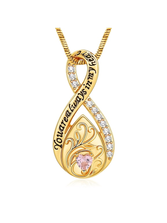 Love Infinity Urn Pendant Necklace for Cremation Ashes Keepsake Teardrop Crystal Heart Memorial Jewelry - You Are Always in My Heart
