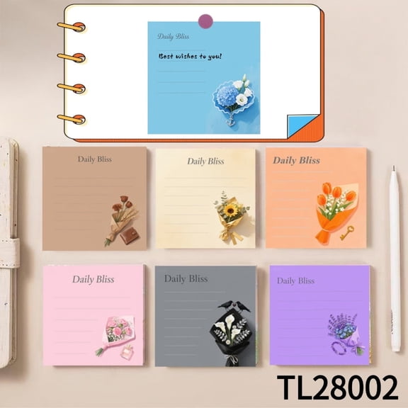 Love - Inspired Flower Designs on Sticky Notes (3.54×3.54 inches) 100-pack with105 Emoticon Stickers, ,Strong Adhesive for All Your Note-Taking Needs,Easy To Write on, Great for Project Planning