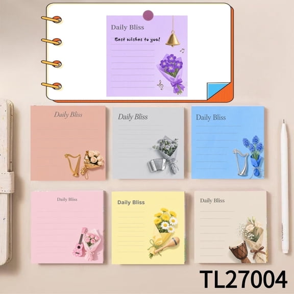 Love - Inspired Music Designs on Daily Bliss Note Pads (3.54×3.54 inches) 100-pack with105 Emoticon Stickers, Marking Key Points, Strong Adhesive, Residue-free, Perfect for Neat Note - Making