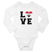 Love Iraq Heart Flag Baby Long Slevve Romper (White, 6-12 Months)