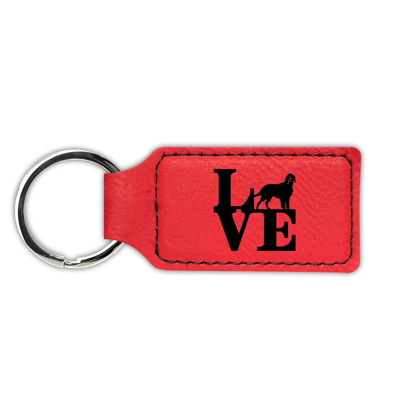 Love Irish Setter Keychain Leatherette Rectangle Laser Engraved Many Colors Key Chain Ring park red Gray Walmart