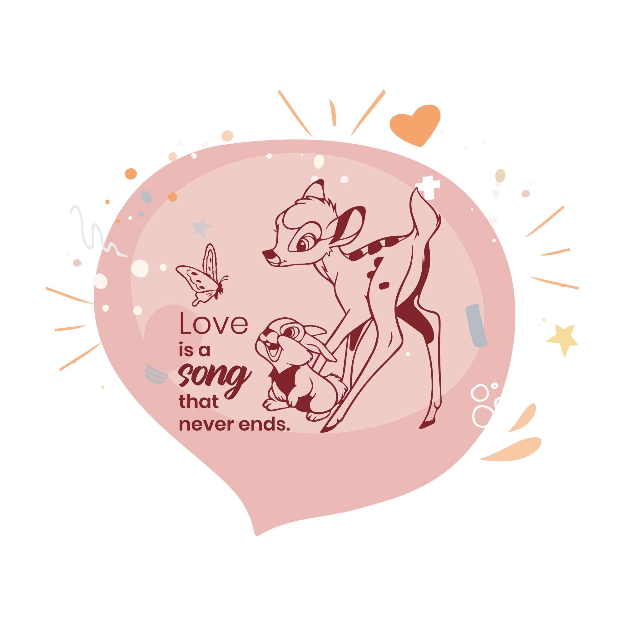 Love Is A Song That Never Ends Cute Cartoon Dear & Rabbit Vinyl wall ...