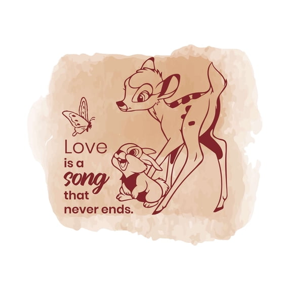 Love Is A Song That Never Ends Cute Cartoon Dear & Rabbit Vinyl watercolor Design Wall Art Sticker Designs Vinyl Stickers For Home House Walls Rooms Windows Bedroom Decoration Size (20x20 inch)