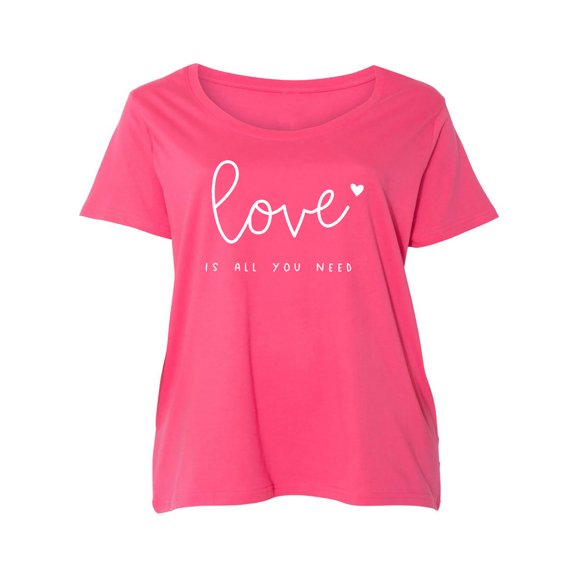 Love Is All You Need Womens Plus Size Scoopneck Tee