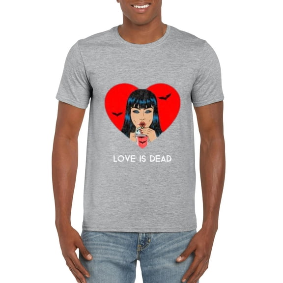 Love Is Dead Valentines Day Vampire Gothic Dark Romance T-Shirt, for men & women, up to size 5XL
