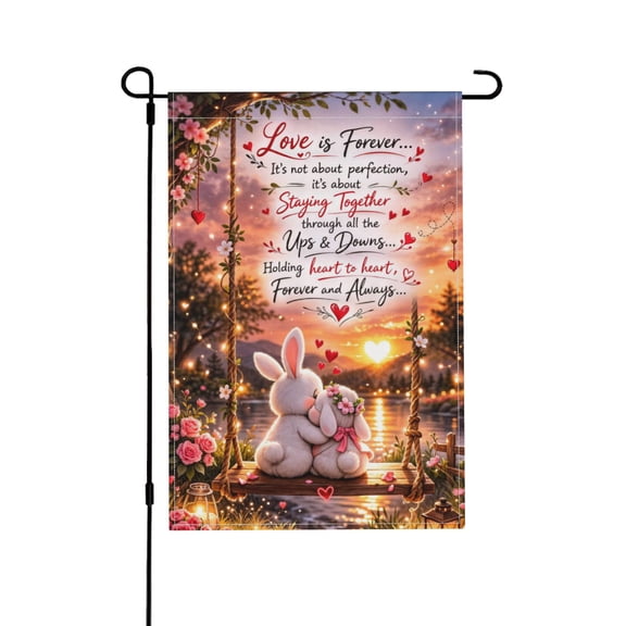 Love Is Forever Sunset Lake Twin Double Sided Garden Flag Outdoor Waterproof Yard Decor Banner 18x12 Inch