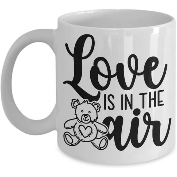 Love Is In The Air Coffee Mug, Valentine's Day Gifts For Her, Gifts For Mom, Gifts For Wife, Love Mug, Lovely Teddy Beer, Funny Mugs Her And Him