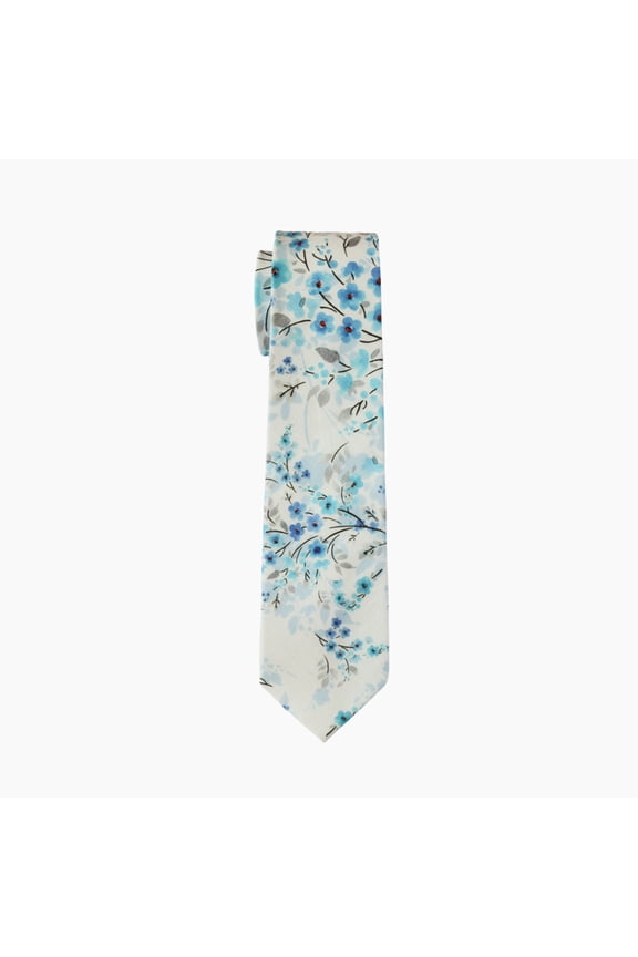 Love Is In The Air Light Blue Floral Skinny Necktie