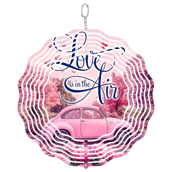 Love Is In The Air Wind Spinner Metal Outdoor Decor Romantic Garden Pink