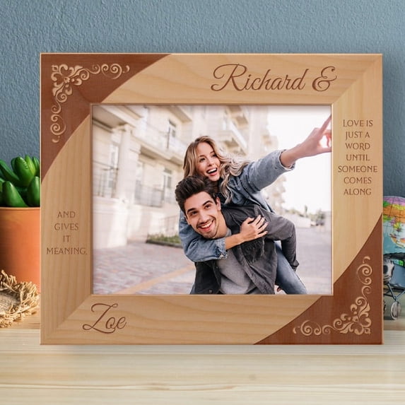Love Is Just A Word Until Someone Comes Along And Gives It Meaning Personalized Wooden Frame-10" x 8" Brown Horizontal