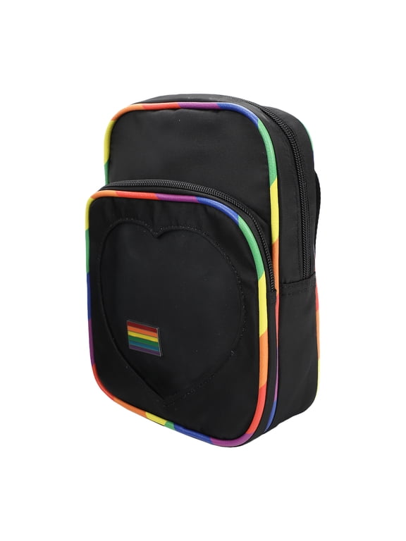 Love Is Love Black Mini Messenger Crossbody Bag With Pride Pin