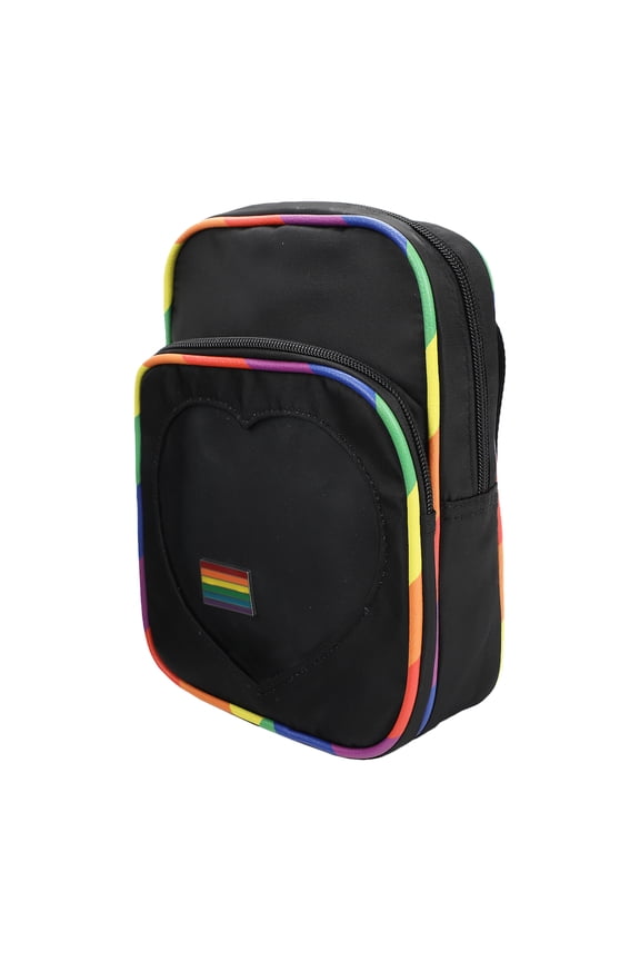 Love Is Love Black Mini Messenger Crossbody Bag With Pride Pin