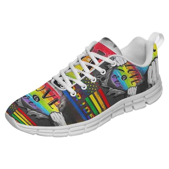 Love Is Love LGBT Pride Shoes for Men Women Running Shoes Lightweight Walking Sneakers Mesh Athletic Sport Shoes White Size 3.5