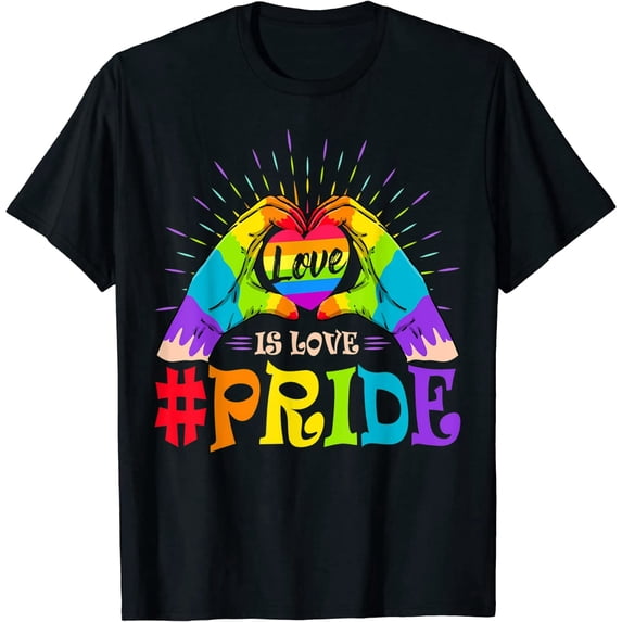 Love Is Love LGBTQ Pride Rainbow Flag Gay Lesbian T-Shirt