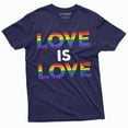 thumbnail image 1 of Love Is Love Lgbtq T-Shirt Gay Lesbian Unisex Mens Womens Tee Pride Parade Tee (3X-Large Navy Blue), 1 of 5