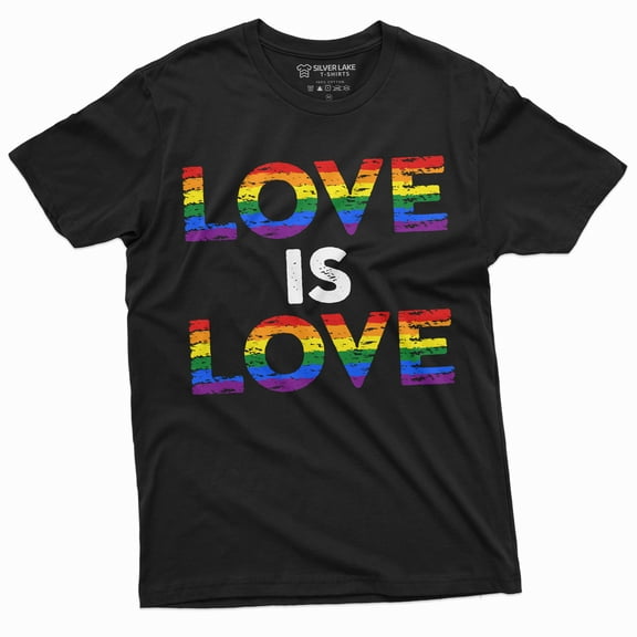 Love Is Love Lgbtq T-Shirt Gay Lesbian Unisex Mens Womens Tee Pride Parade Tee (XX-Large Black)