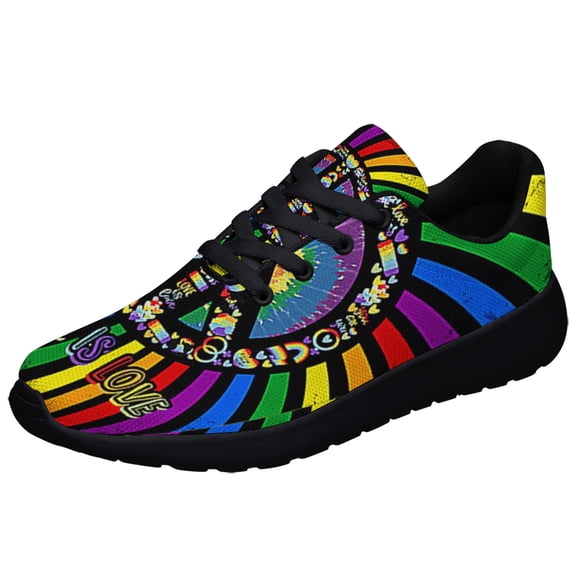 Love Is Love Peace Sign Hippie LGBT Pride Shoes Sneakers Black Size 3.5