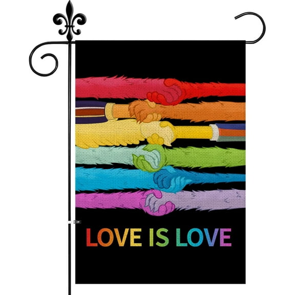 Love Is Love Rainbow Garden Flag Gay Pride Lesbian LGBT Pansexual Flags Double Sided Vertical Burlap Yard Outdoor Decor 12.5x18 Inch