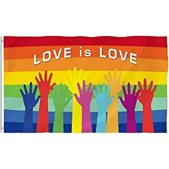 Love Is Love Rainbow Hands 3'X5' Flag Rough Tex 100D