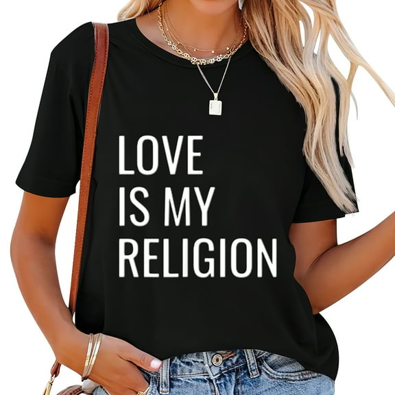 Love Is My Religion, Hebrew Israelite, Cool Women's Short Sleeve Graphic Tee - Trendy Top with Unique Chest Print Design