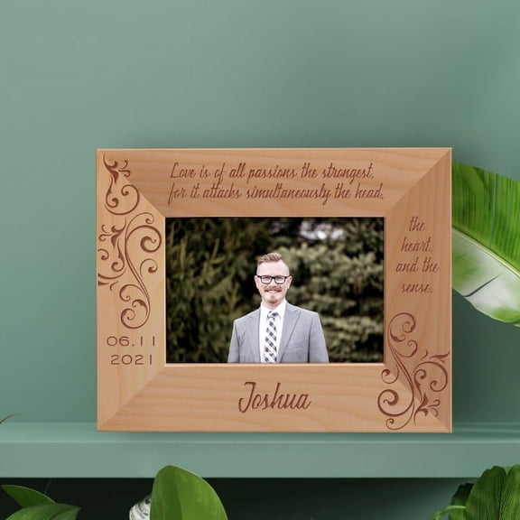 Love Is Of All Passions The Strongest Personalized Wooden Frame-5" x 3 1/2" Brown Horizontal
