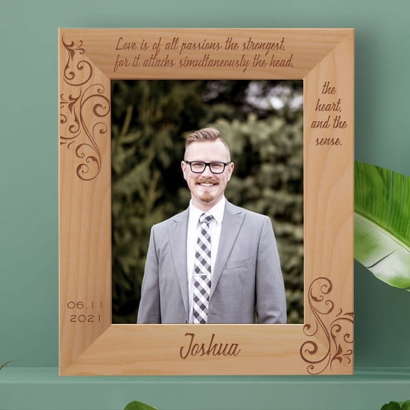 Love Is Of All Passions The Strongest Personalized Wooden Frame 8" x 10" Brown (Vertical)